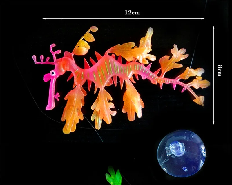 2 в 1 морской дракон искусственные украшения силиконовый бачок аквариума для рыб орнамент с присоской