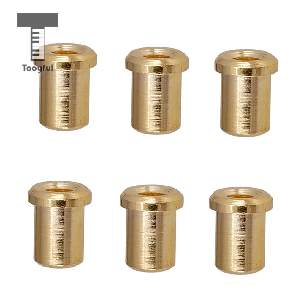 Tooyful Electric Guitar Bridge String Thru Body Mounting Ferrules Bushing Accessory Gold