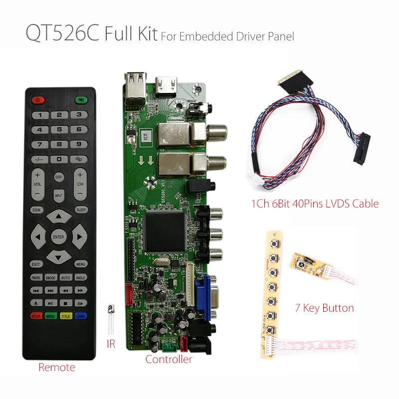 QT526C V1.1 Поддержка цифрового сигнала DVB-S2/T2/C ATV Универсальный ЖК-драйвер платы Dual USB на русском T. S512.69 с 1ch 6 бит 40 контактов