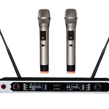 Двухканальный беспроводной микрофон UHF Беспроводная микрофонная система w цифровой цветной ЖК-дисплей