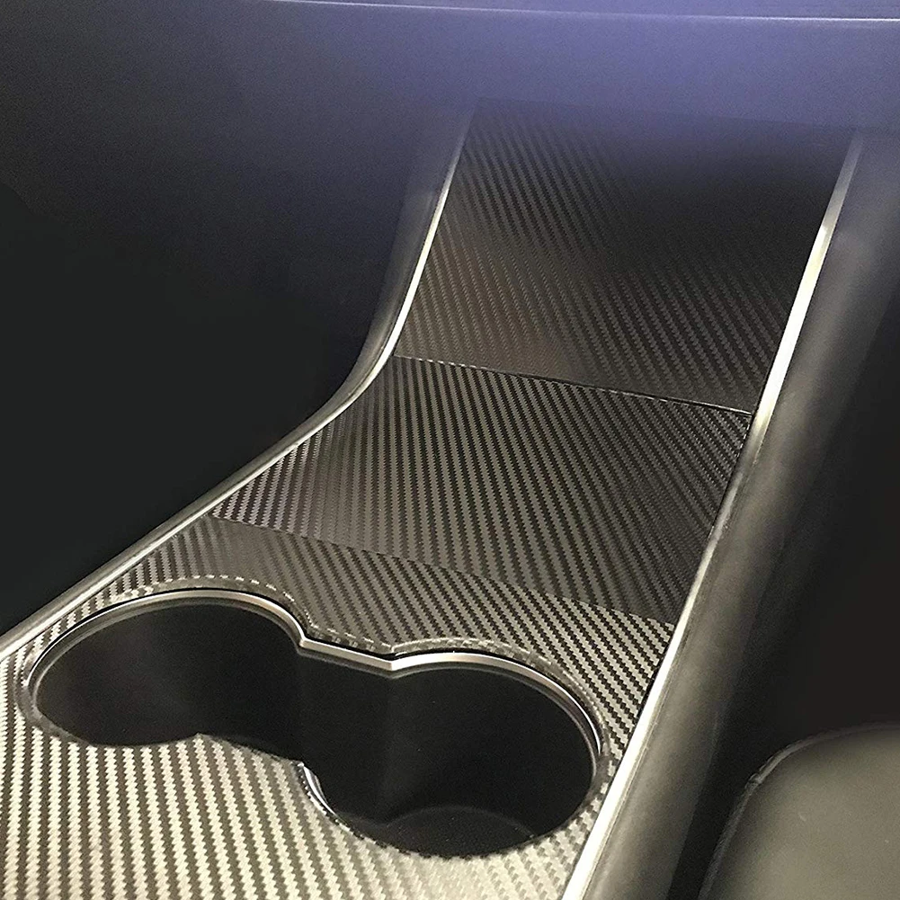 

Anti-scratch Decorative Sticker Car Center Console Armrest Box Cover Carbon Fiber Wrap Protector Dustproof For Tesla Model 3