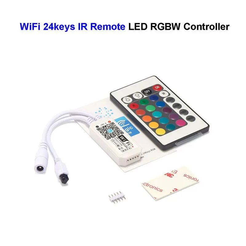

DC5-24V WIFI RGBW Controller Music Controller 24keys IR Remote Control By Amazon Alexa Google Home Phone For 5050 RGBW Strip