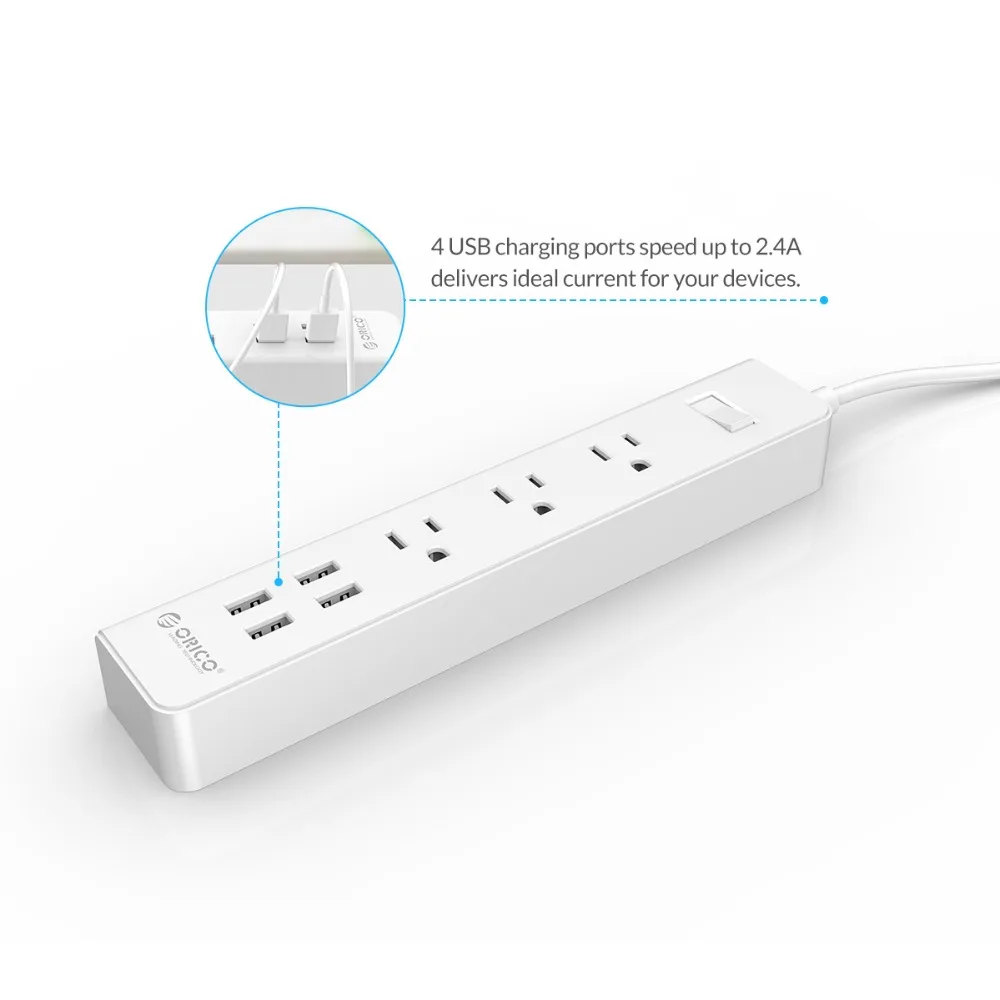Beste ORICO Smart Home Elektronische Power Strip Socket 3 AC Outlets US Plug Met 4 Usb poorten Multifunctionele Desktop Socket