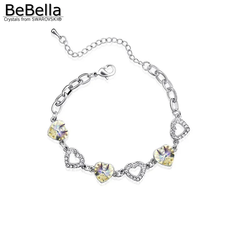 

BeBella fashion crystal heart charm bracelet made with Swarovski Elements