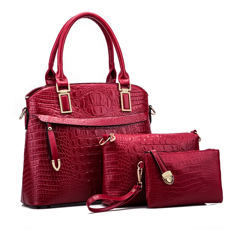

3 Pcs New Fashion Alligator Women Handbags Design Pu Leather Lady Shoulder Bags Female Girl Brand Luxury Crossbody Composite Bag