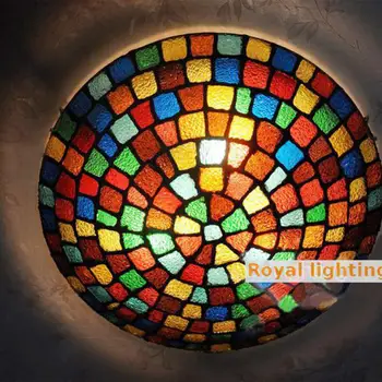 

Antique Gothic Bar light kitchen traditional ceiling light surface mounted glass tiffany lamp E27*2 Glass shades Led Luminaria