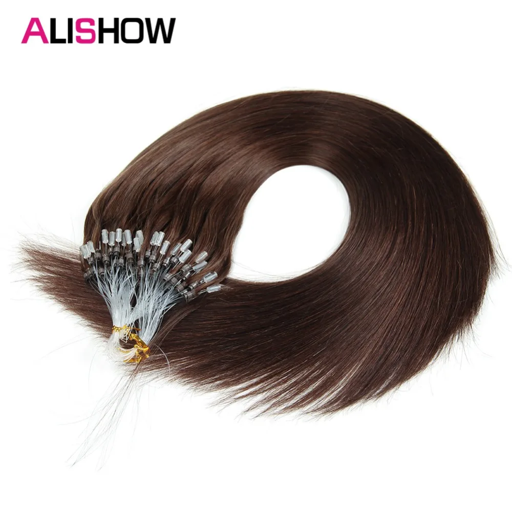 

Alishow Micro Loop Nano Ring Hair Extensions 1g/s 50s/Pack 50g Straight Human Hair Fusion Remy Natural Hair Black Brown Blonde