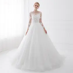 TW0205 реальное изображение прозрачное сзади Vestido De Noiva винтажное кружевное свадебное платье с длинным рукавом собора поезда 2017