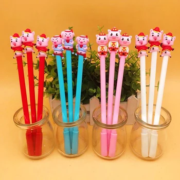 

4 Pcs/set Kawaii 0.35mm Fortune Pig Gel Pens Black/blue Ink Signature Pens School Office Supplies Students Gift Stationery