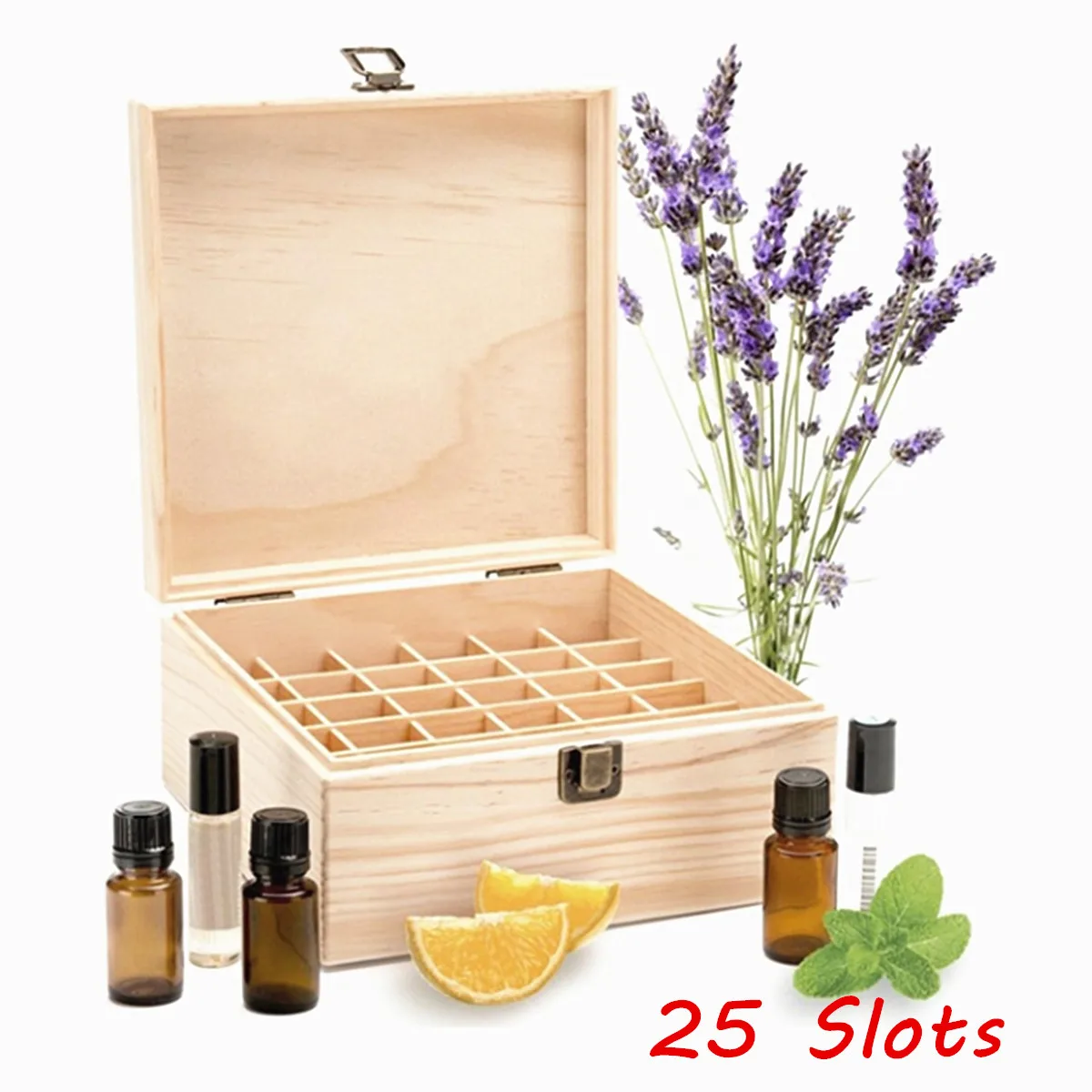 

25 Grids Essential Oil Box Organizer Wooden Essential Oil Natural Wood Aromatherapy Boxes For Home Decor Handmade Crafts