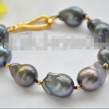 Z7105 22 мм черный барокко tear-ролл падения кеши возродиться жемчужный браслет 8 дюймов благородный стиль естественно прекрасно jewe быстрая