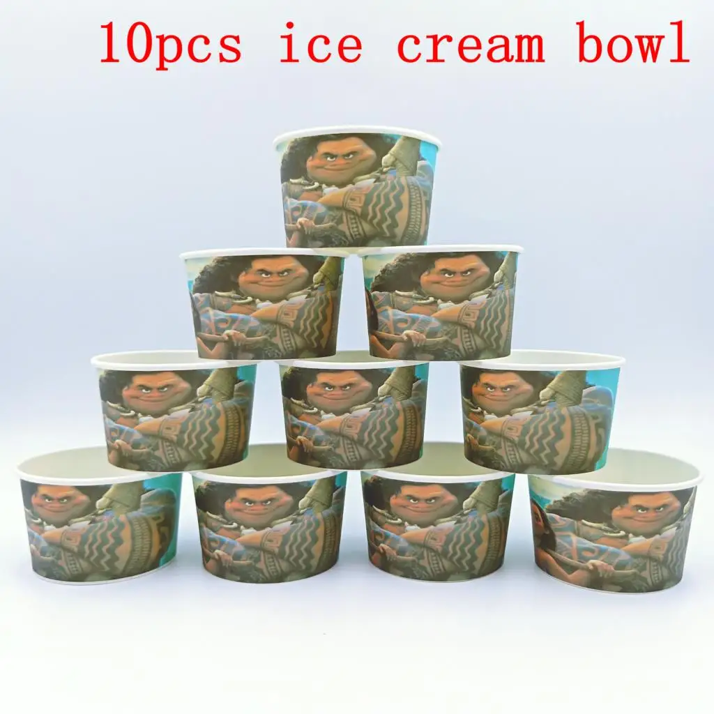 

10PCS/lot MOANA ICE CREAM CUPS KIDS BIRTHDAY PARTY SUPPLIES MOANA BIRTHDAY PARTY ICE CREAM BOWLS WHOLESALE ICE CUPS