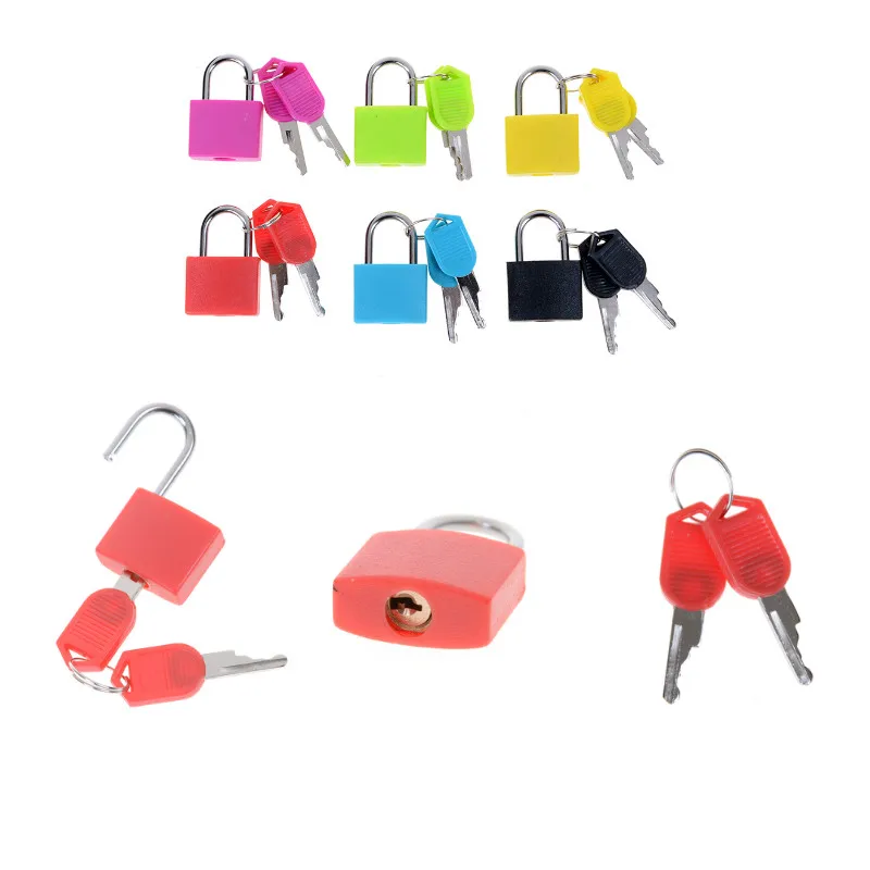 

Colorful Small Mini Strong Steel Padlock Travel Suitcase Diary Lock With 2 Keys Dropshipping Home Accessories