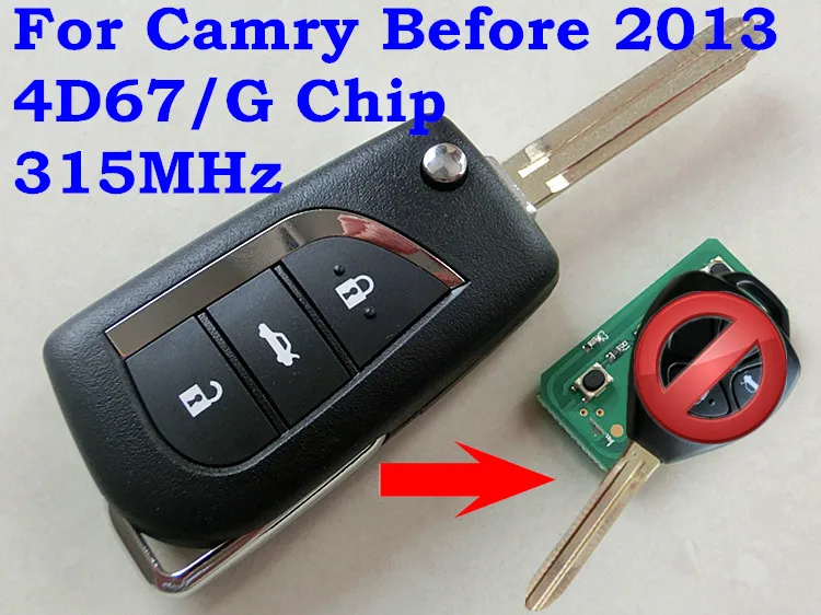 

RMLKS Remote Control Modified Key 3 Button 315Mhz 4D68 Chip TOY43 Blade for Toyota Camry Corolla Prado RAV4 Vios Hilux Yaris