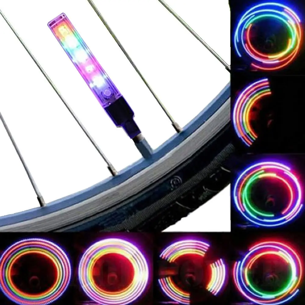 

5LED Colorful Bicycle Wheel LED Lights Mountain Road Bike Tyre Tire Valve Caps Wheel Waterproof Spokes Flashlight With Battery