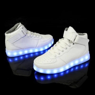 Новые повседневные Детские светящиеся кроссовки, мужская и женская обувь, светодиодный светильник, обувь с зарядкой от USB, светящиеся кроссовки, спортивная обувь для взрослых, размер 34-44 - Цвет: White