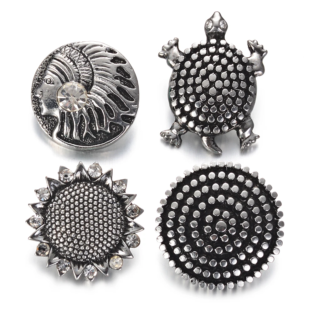 

10pcs/lot Wholesale Ginger Snap Metal Button Charms Vintage Design Diy Interchangeable Jewelry Fit 18mm Snap Buttons