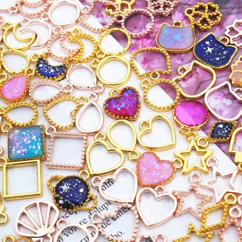 

Mini Golden UV Resin Basic Open Bezel Epoxy Mold Metal Charms Jewelry Pendant Bezel Necklace Acessories DIY Handcraft Tool