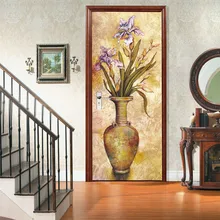 Новая 3D креативная ваза для цветов, наклейка на дверь, DIY Фреска, самоклеющиеся обои, съемный водонепроницаемый плакат, наклейка s, декоративные наклейки для дома