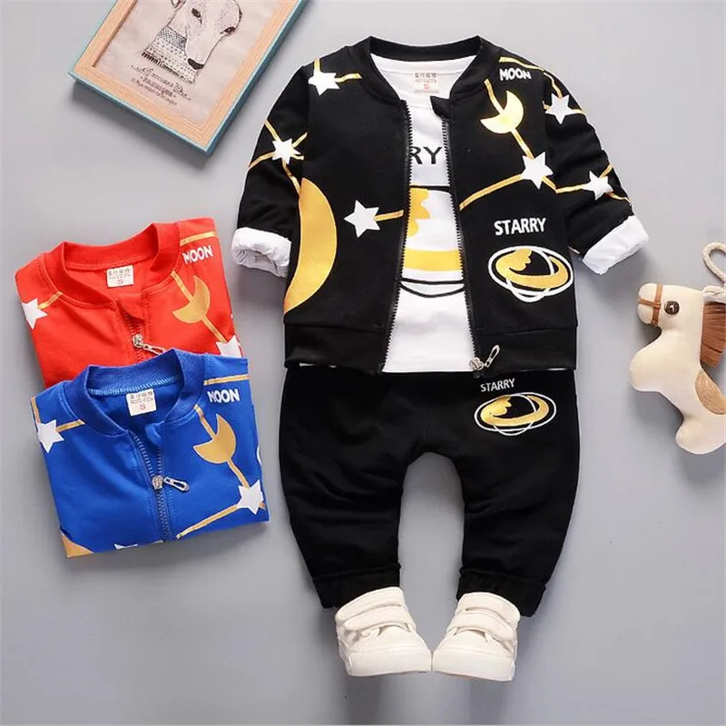 BibiCola Autumn newborn Toddler Clothes Sets 3pcs Coats Pants T shirt