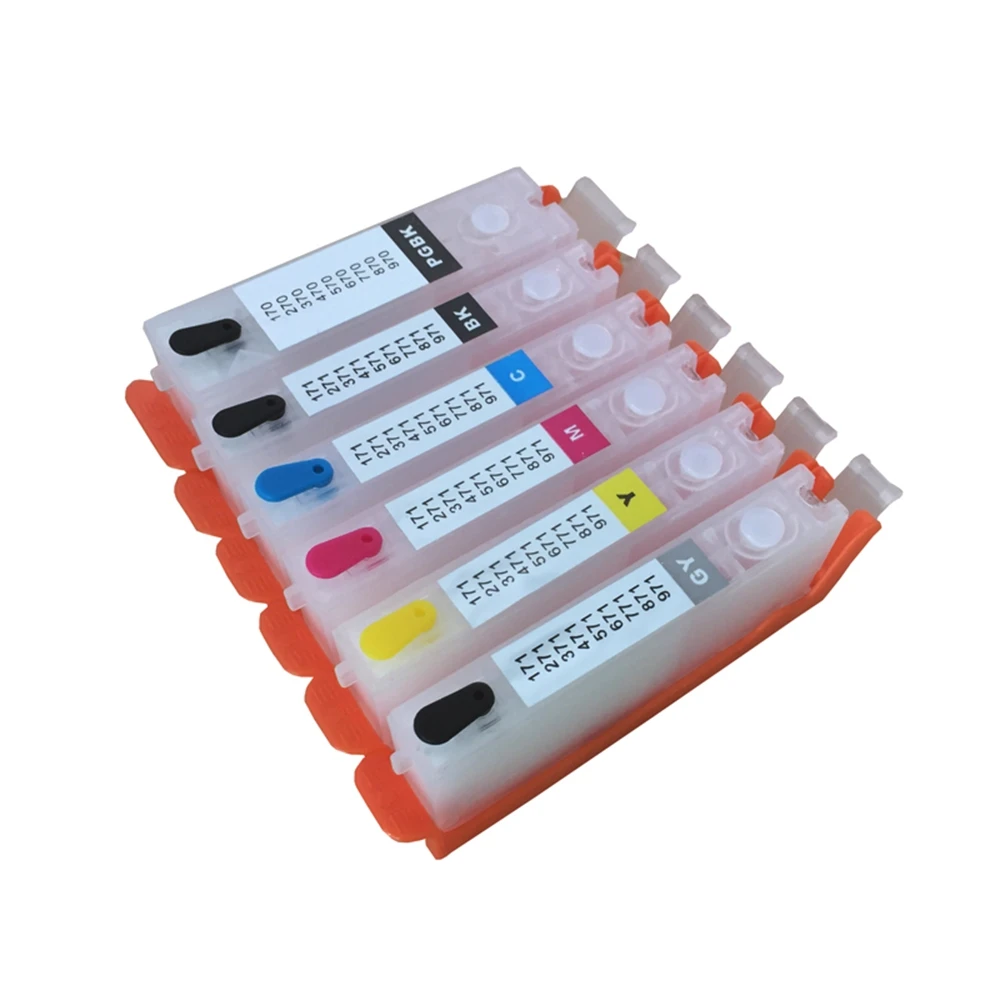 

5/6 Colors Refillable Cartridge for CANON PIXUS MG7730/MG6930/TS9030/TS8030 with Chips PGI-370 CLI-371 XL