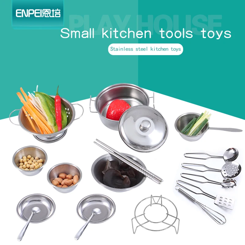 ENPEI 18 шт. нержавеющая сталь детские мини кухонные игрушки кухонная посуда дети