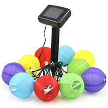 FSLH 10 Garden Coloured Solar String LED Hanging Lantern Lights Set Chinese Party BBQ
