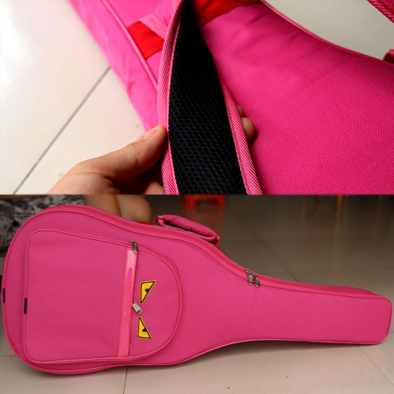 Waterproof thick padded portable 34 36 inches acoustic classical guitar bag soft case gig cover backpack with straps pink black guitar bag