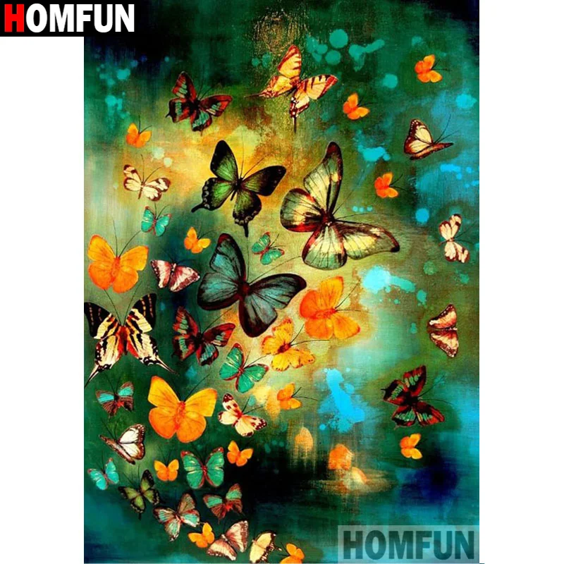 Алмазная 5D Вышивка HOMFUN A16987 полноразмерная/круглая картина бабочка пейзаж
