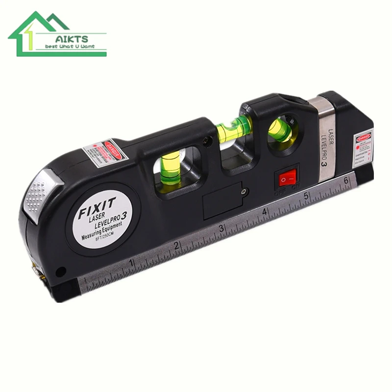 

Laser Level Horizon Vertical Measure 8FT Aligner Standard and Metric Rulers Multipurpose Measure Level Laser Black