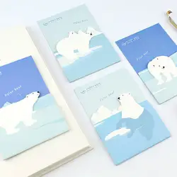 1 шт. Kawaii Polar Bear Блокнот Бумага Post отмечает заметки блокнот канцелярские Papeleria Офис Школьные принадлежности Дети