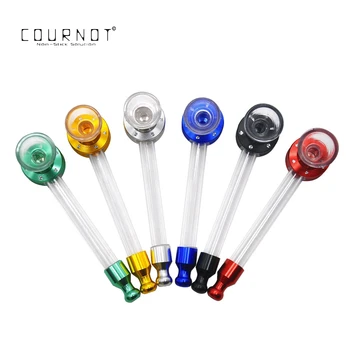 

COURNOT Glass Smoking Pipe Oil Burner 14MM Removeable Metal Tobacco Herb Pipes Pyrex Glass Hand Spoon Pipe Accessories