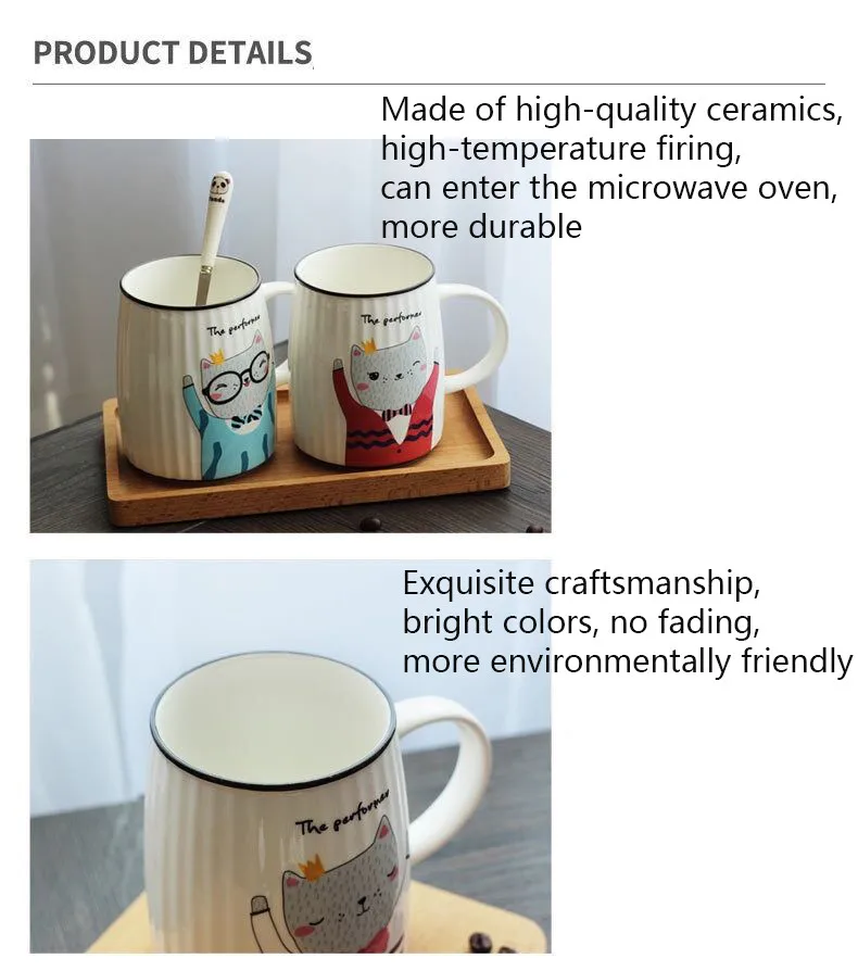HOMIE lovely  Cat animal Cup Coffee Mug Large 500ml With lid Mugs creative Drinkware Tea milk Cup Novelty Newlywed couple05_