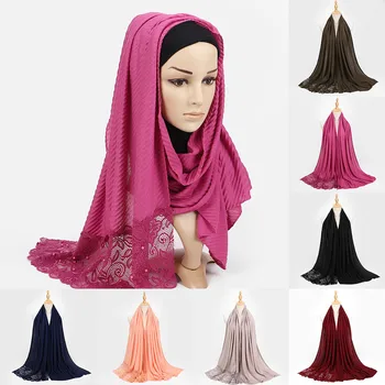 

KLV 2018 women winter scarf stoleFashion Women Ladies peacesky Cotton Scarf Muslim Soft Wrap Long Shawl Aut28