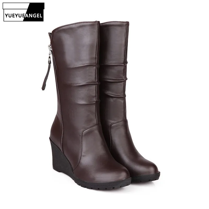 Новые женские зимние ботинки размера плюс с круглым носком на молнии Chaussures Femme