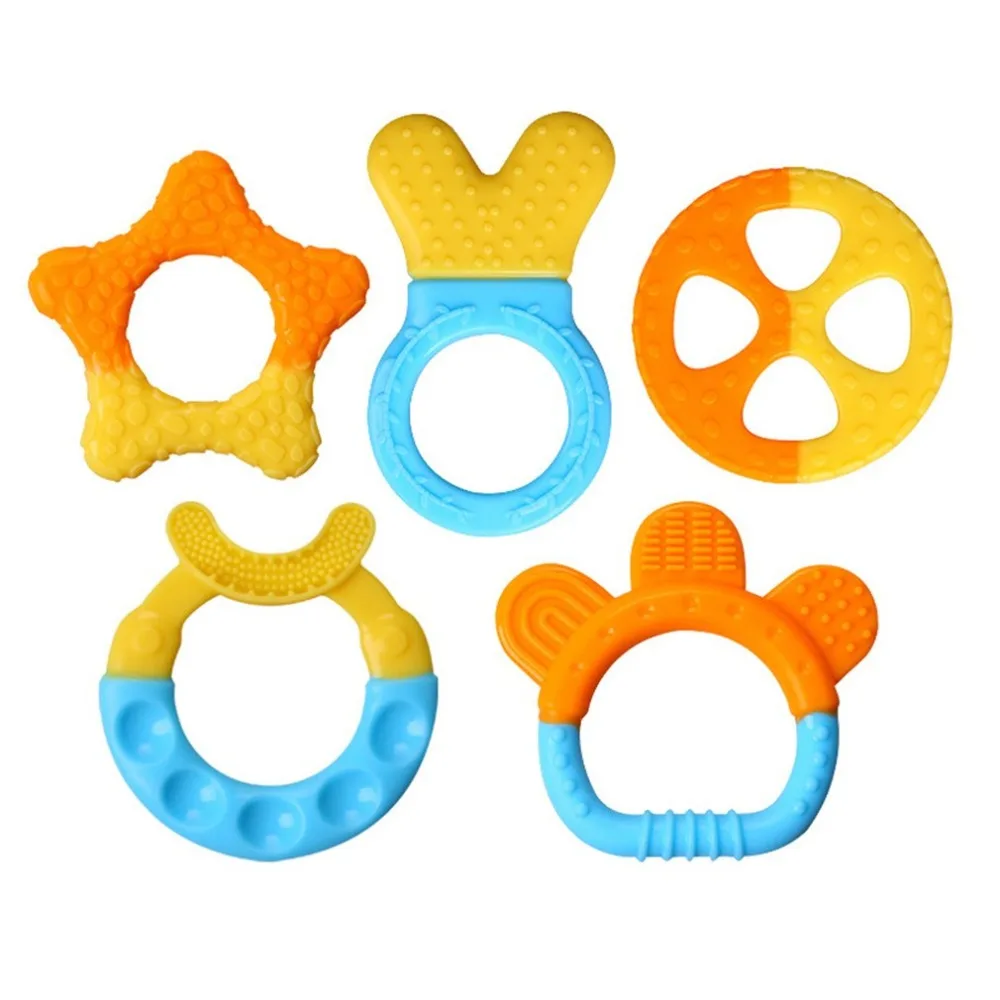 1 pc Silicone Baby Teethers Cute Shape Baby Ring Teether Silicone Chew