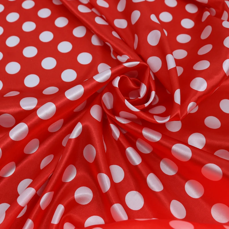 

2cm red polka dot fabric satin diy sewing material tissu polyester