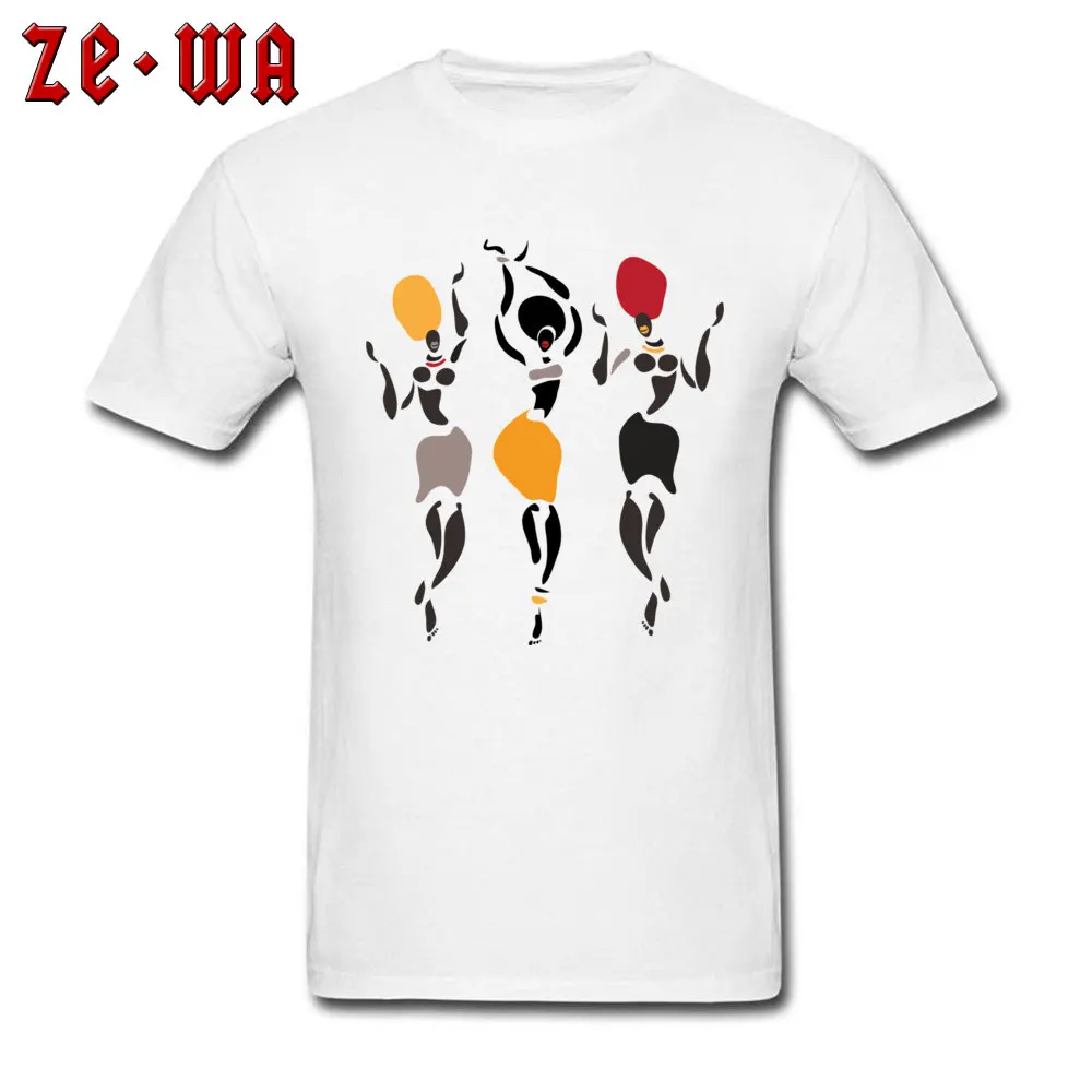African dancers silhouette Men Discount Tops Shirt Round Neck April FOOL DAY Pure Cotton Tshirts Printed Short Sleeve Tee-Shirt African dancers silhouette white