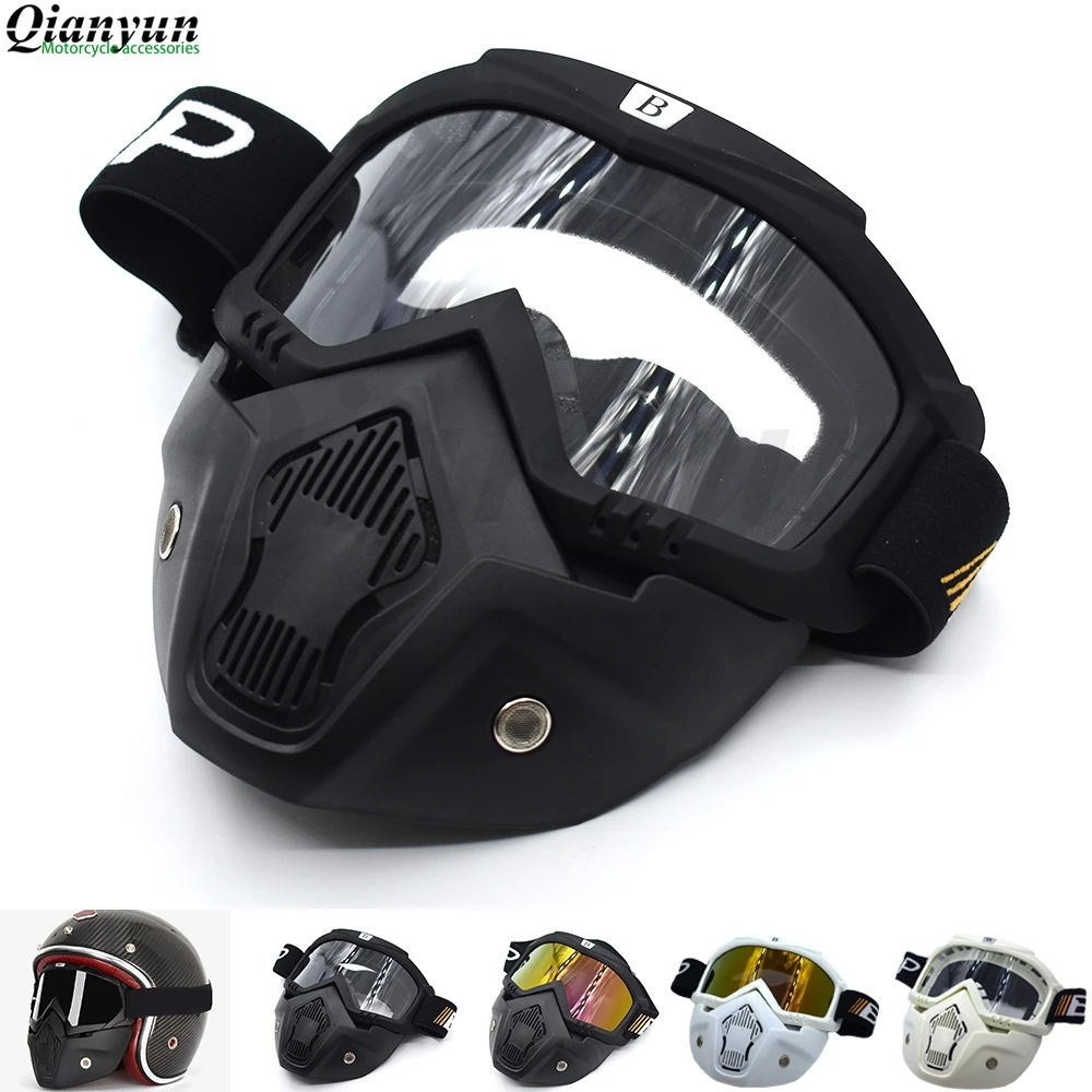 

Universal Motorcycle Helmet Goggles Vintage Racing Open Face Helmet Fack Mask Dust Ski Snow Google for Harley Scooter Cafe Racer