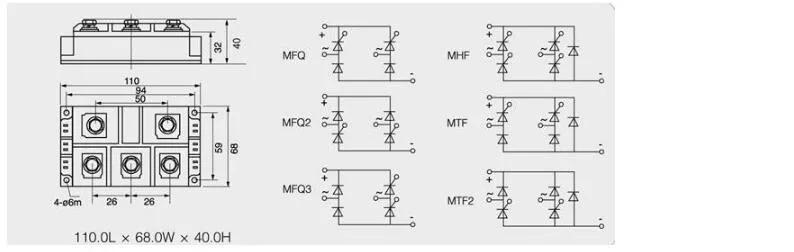 Однофазный MFQ300A 1600V кремниевый управляемый модуль диодный мост выпрямитель 300A Amp