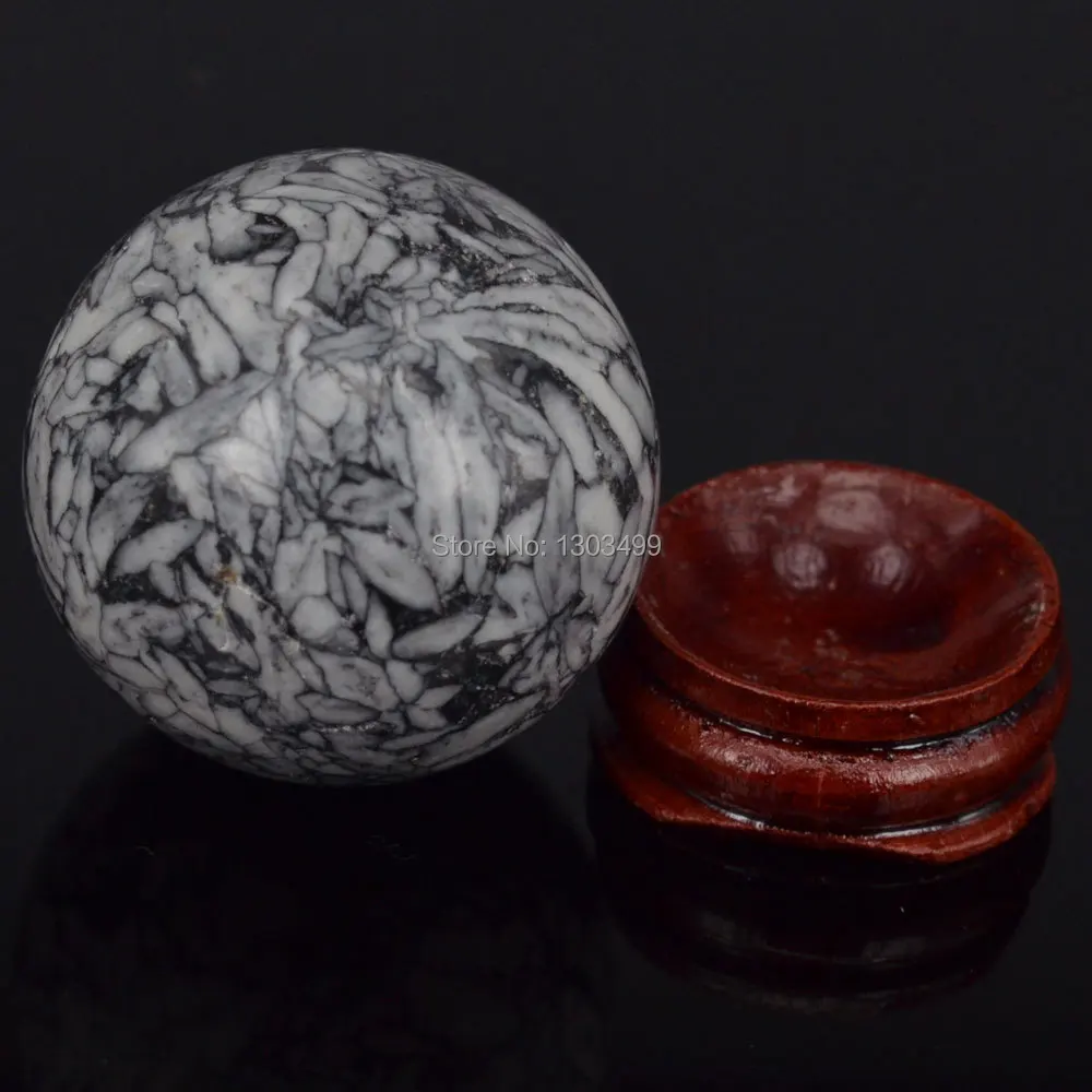 40MM Natural Gemstone Chrysanthemum Stone Jasper 2 Sphere Crystal Ball