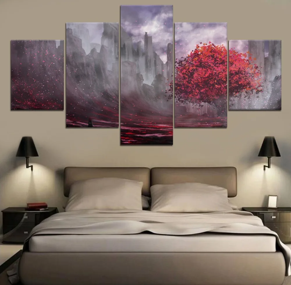 

Anime Landscape HD Print Decor 5 Piece Painting Canvas Modern Decor Painting Canvas Wall Art Home Living Room Painting Artwork