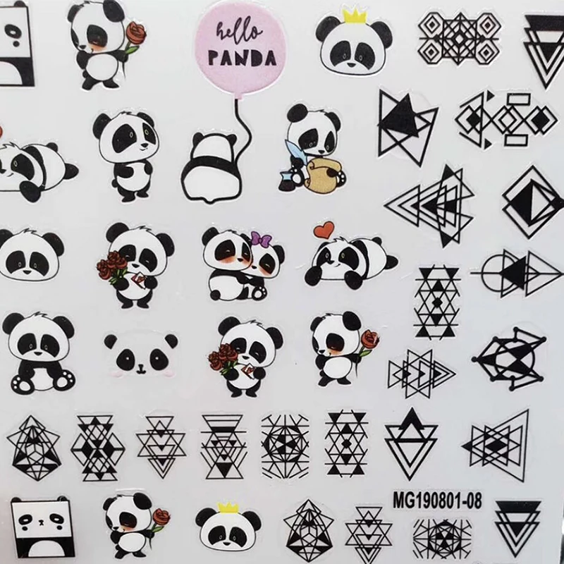 Новое поступление, 3D наклейки для ногтей, наклейки, 1 лист, панда, торт, собака, летние клеящиеся наклейки, искусство ногтей, татуировки, украшения Z0170