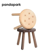 Pandapark твердый креативный деревянный стул в форме печенья Черный грецкий орех ребенок бук деревянный Забавный мультфильм круговой безкраской табуреты PPM042