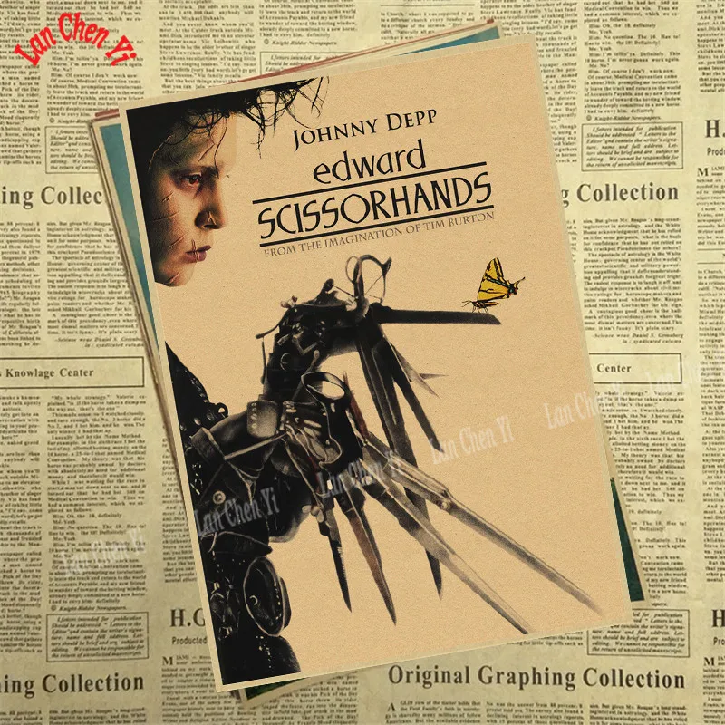 Эдварда Scissorhands винтажная крафт-бумага классический фильм постер художественные изделия для стен бумага краска Наклейка Декор кафе