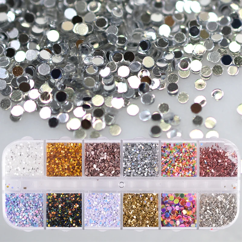 

1 Case Holographic Pigment Sequins Nail Glitter Powder Solid Round Irregular Flakes Dust Paillette Tools Decoration Manicure JIY