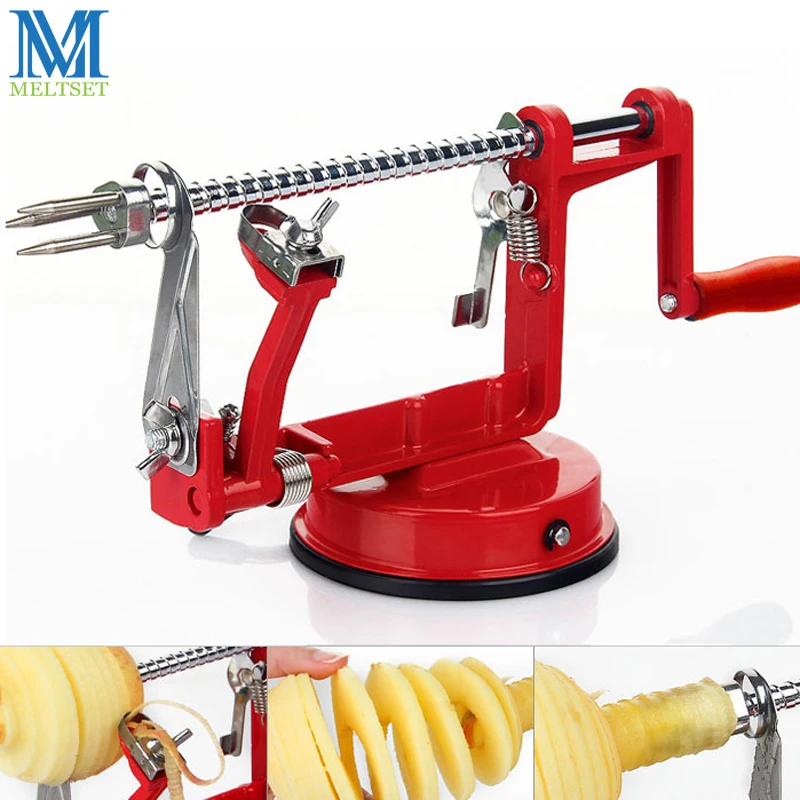 3 in 1 Stainless Steel Fruit Zester Apple Peeler Corer Suction Base Kitchen Accessories Spiral