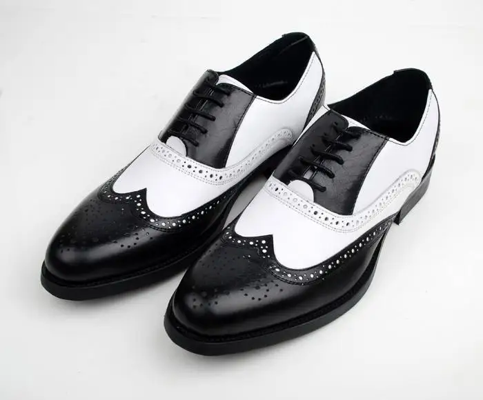

Leather Shoes Color Black White Man Cowhide Sharp Male Shoe