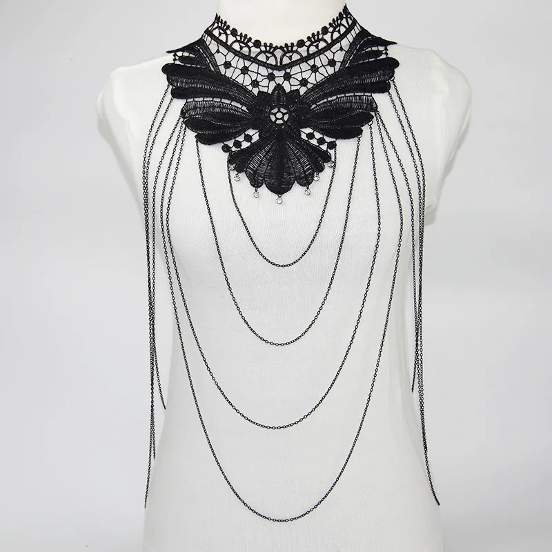 Богемные женские кружевные ожерелья и подвески, ювелирные изделия для тела, ожерелье с кисточкой, сексуальные модные аксессуары, бижутерия для женщин - Окраска металла: 4