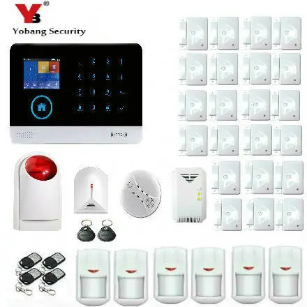 

Yobang Security WIFI Wireless Smoke Detector Sensor 2.4inch Touch Keypad For Home Security Burglar GSM Alarm System APP Control